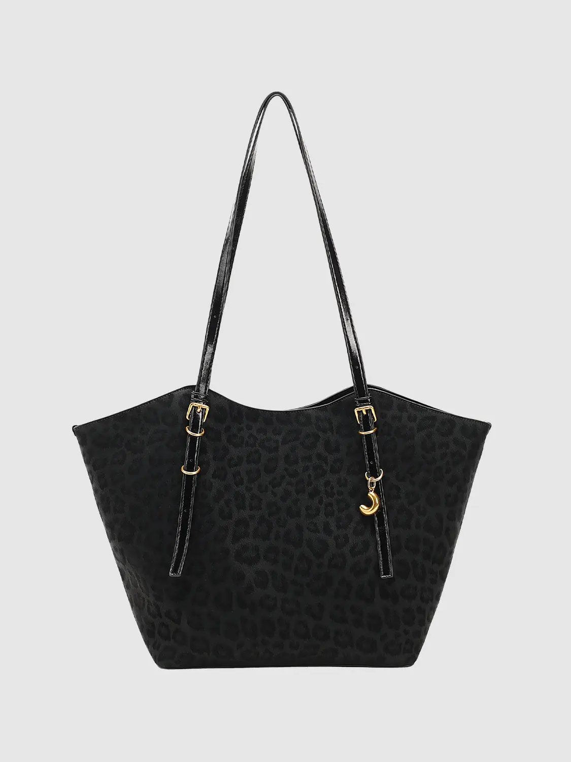 Leopard Print Pu Leather Bag Charm Detailing Shoulder Bag