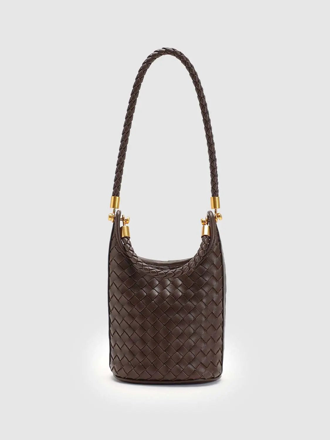 Basket Weave Leather Braided Strap Casual Shoulder Handbag
