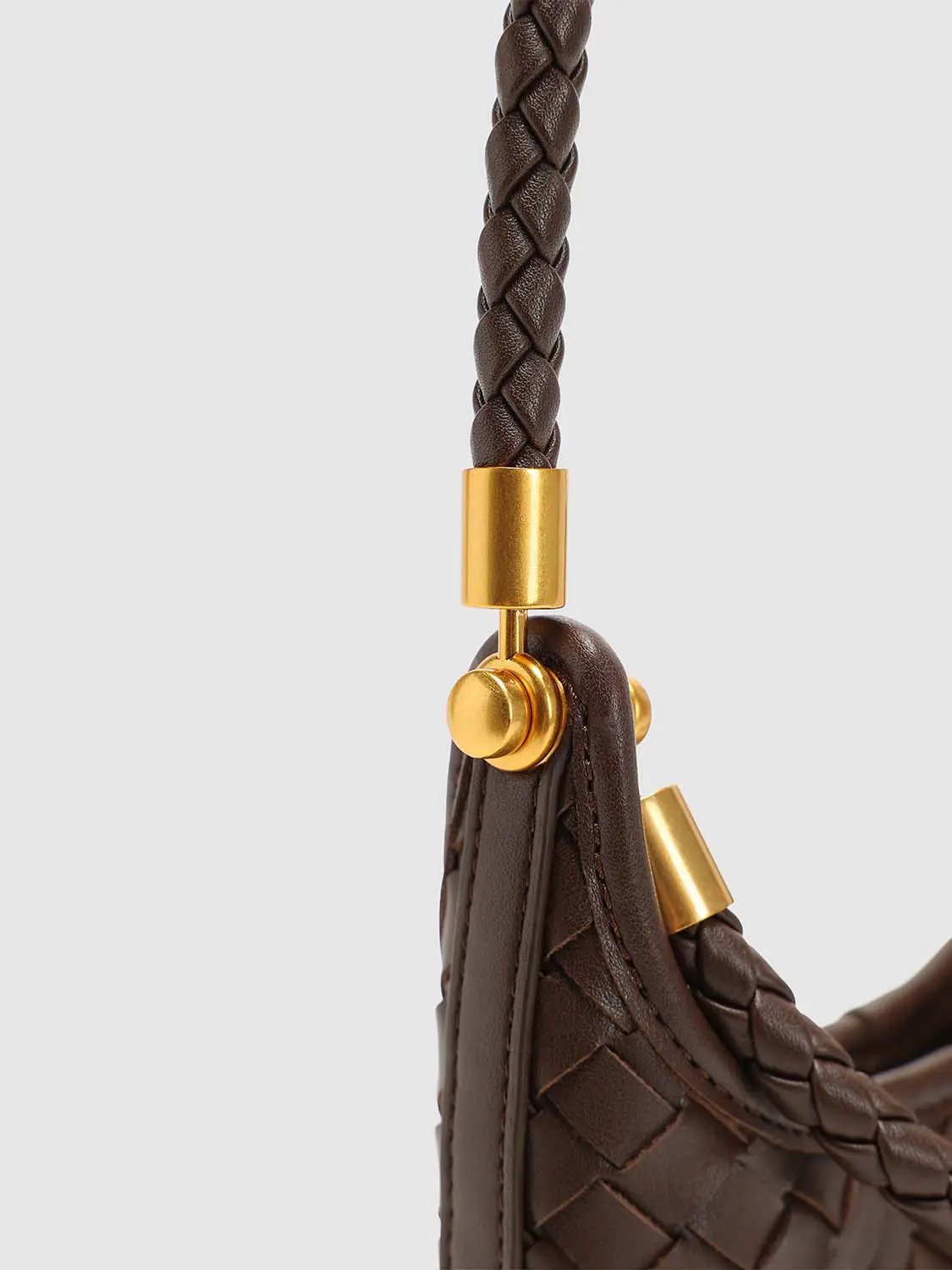 Basket Weave Leather Braided Strap Casual Shoulder Handbag