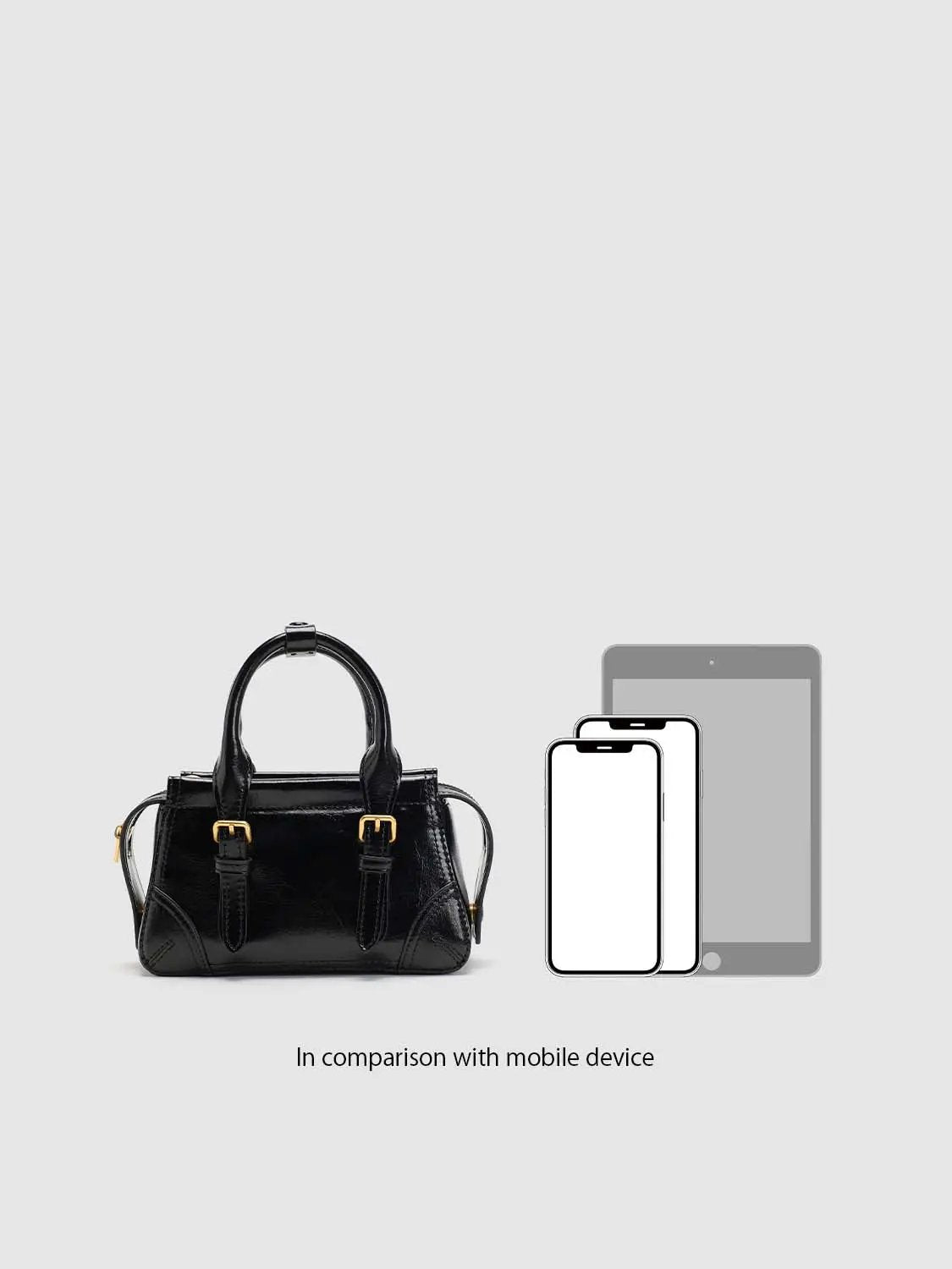 Buckle Strap Stitched Detail Mini Structured Top Handle Bag
