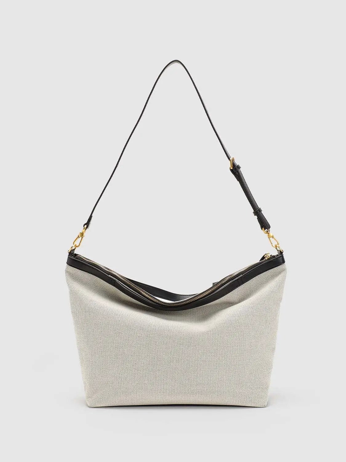 Textile Textured Weave Zippered Front Pocket Shoulder Bag