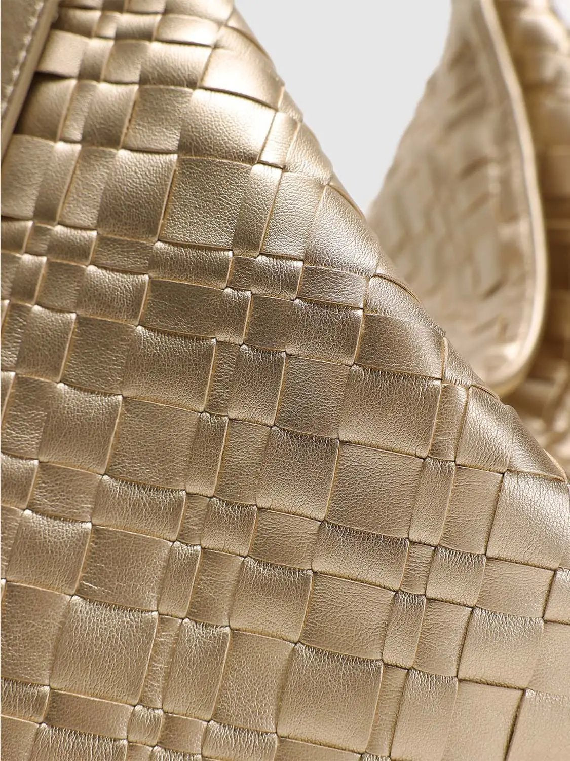 Metallic Faux Leather Hobo Shoulder Bag