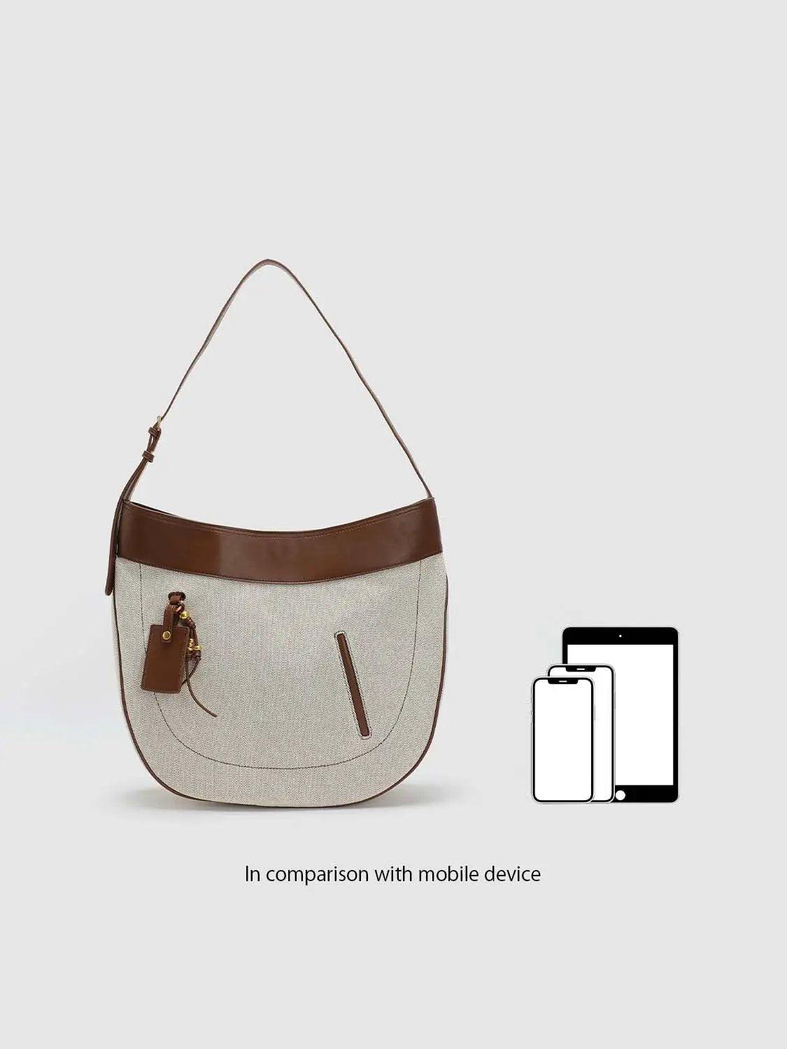 Color Block Canvas Leather Trim Hardware Casual Shoulder Bag