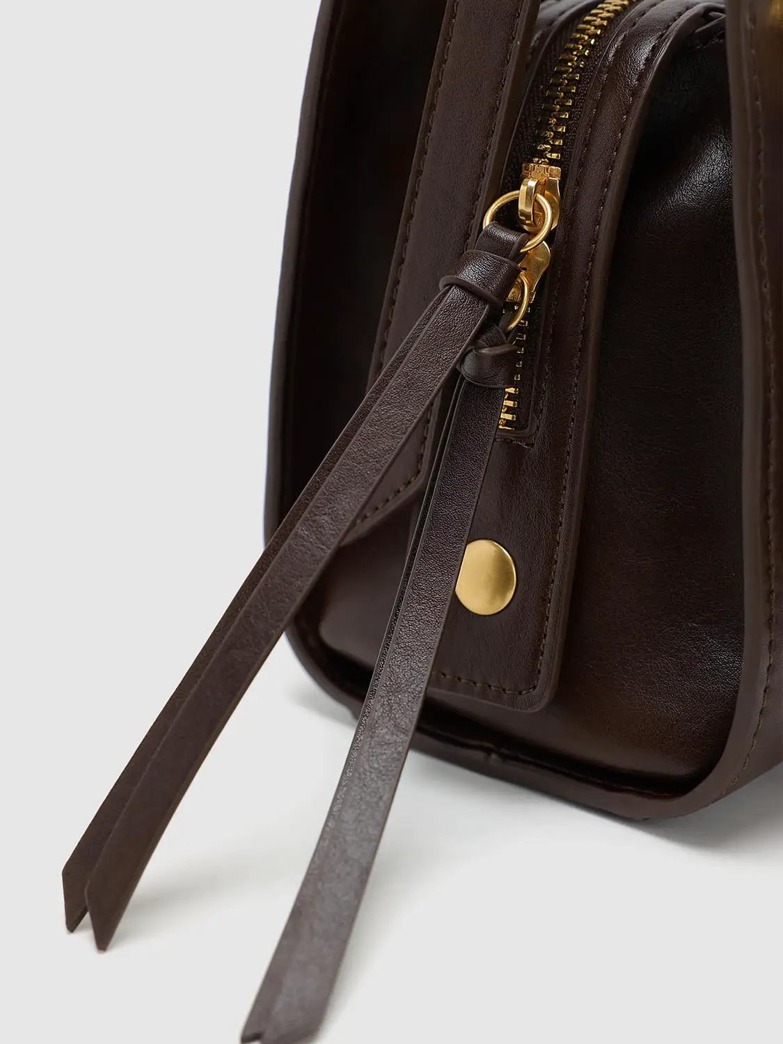 Zip Top Padlockcharm Long Strap Shoulder Bag