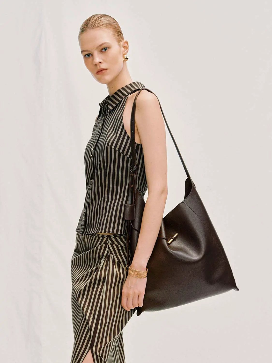 Asymmetric Panelled Structured Shoulder Bag