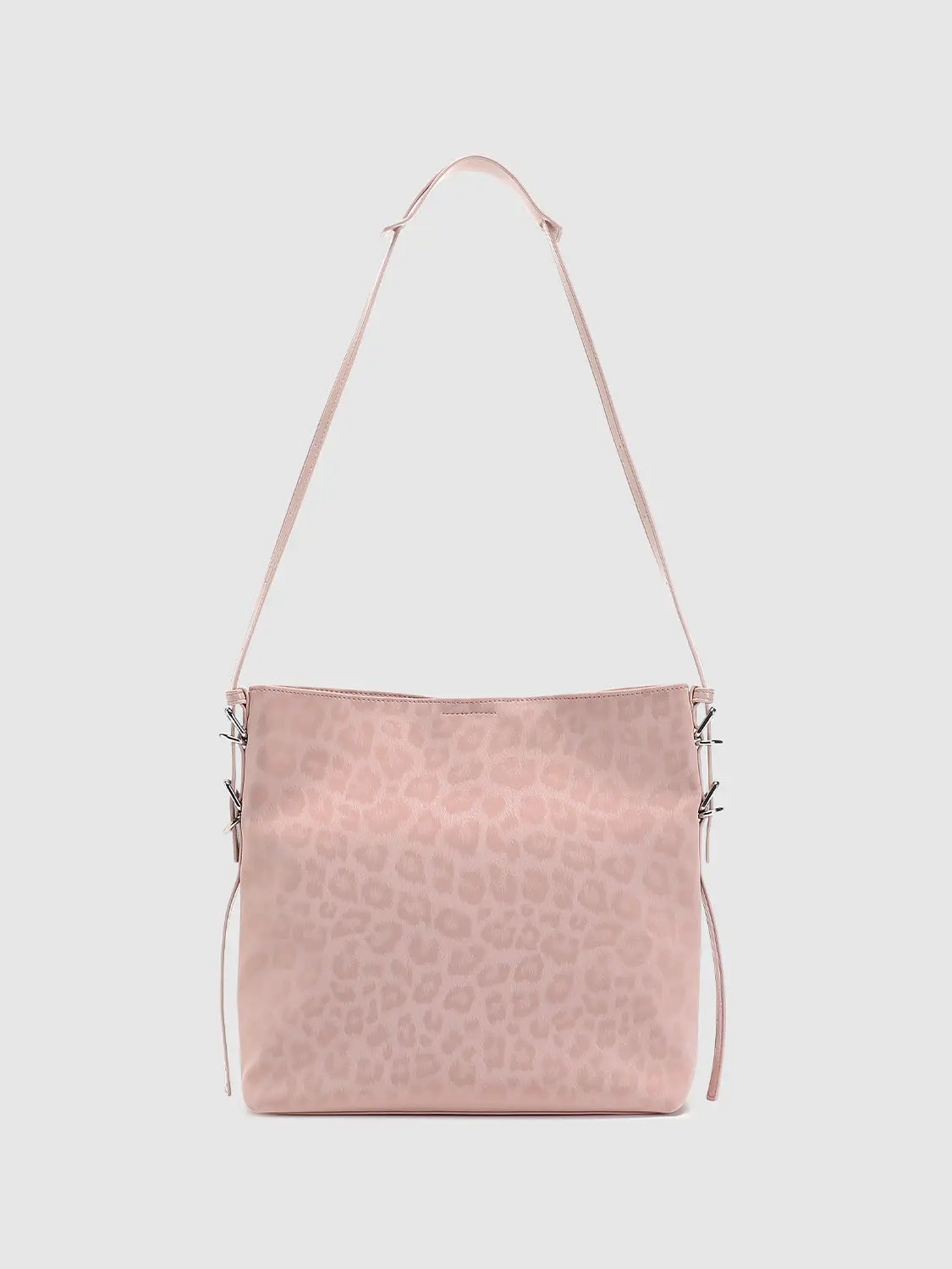 Faux Leather Leopard Print Textured Shoulder Bag