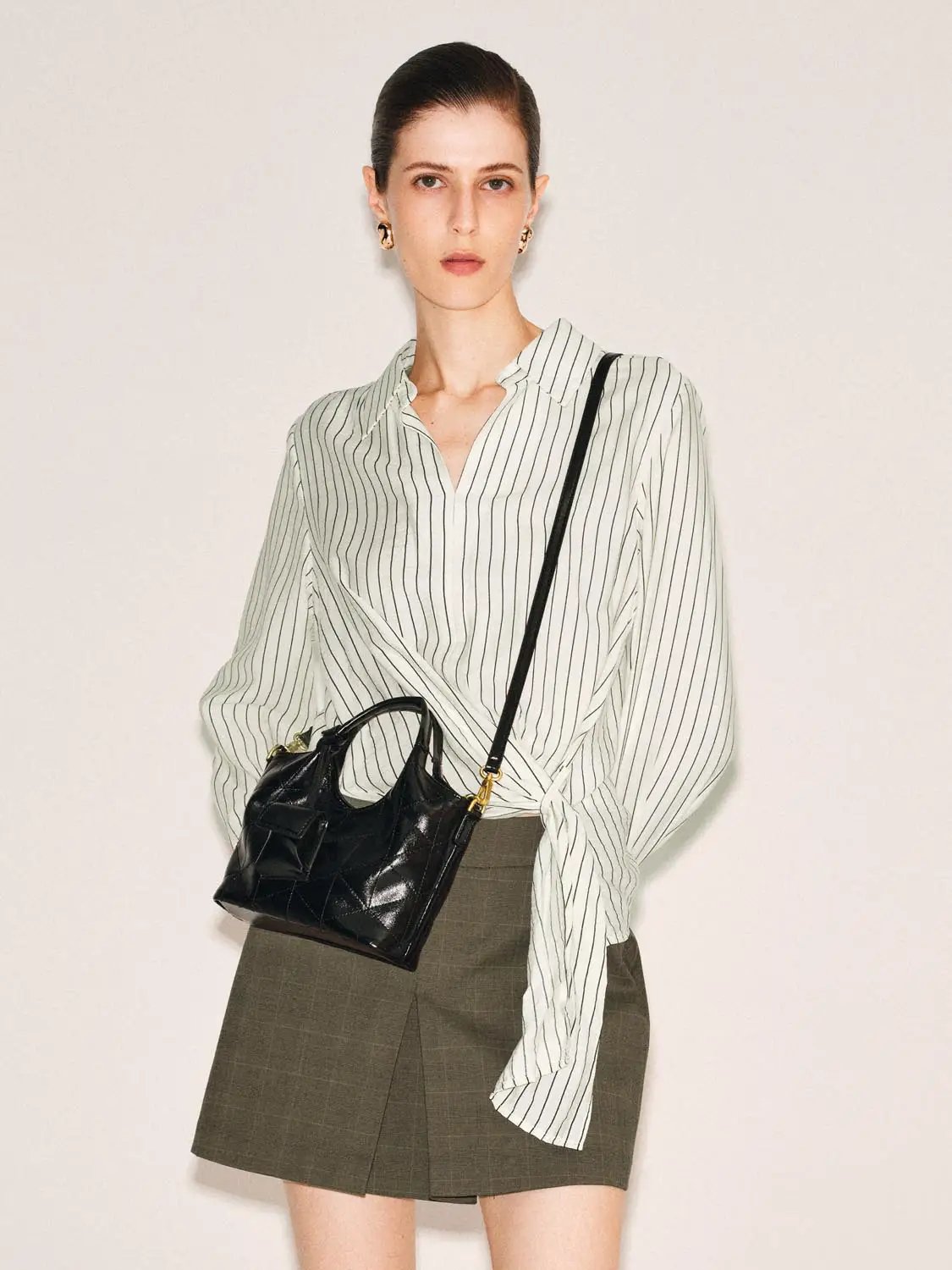 Quilted Gold Chain Top Handle Crossbody Bag