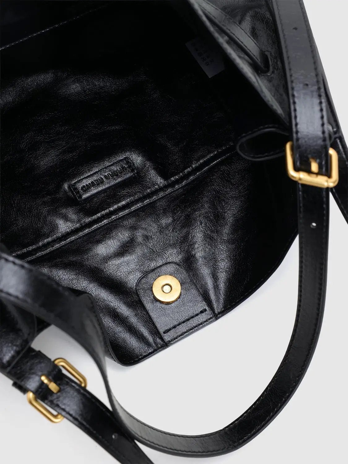Black Triangular Shoulder Bag With Gold Chain Detail