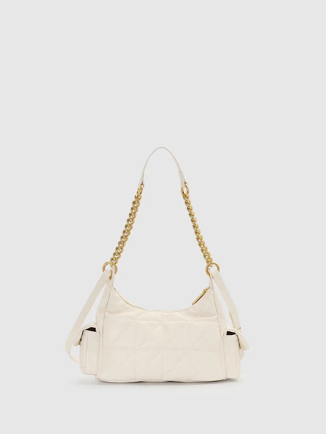 Quilted Flap Pocket Gold Chain Crossbody Bag