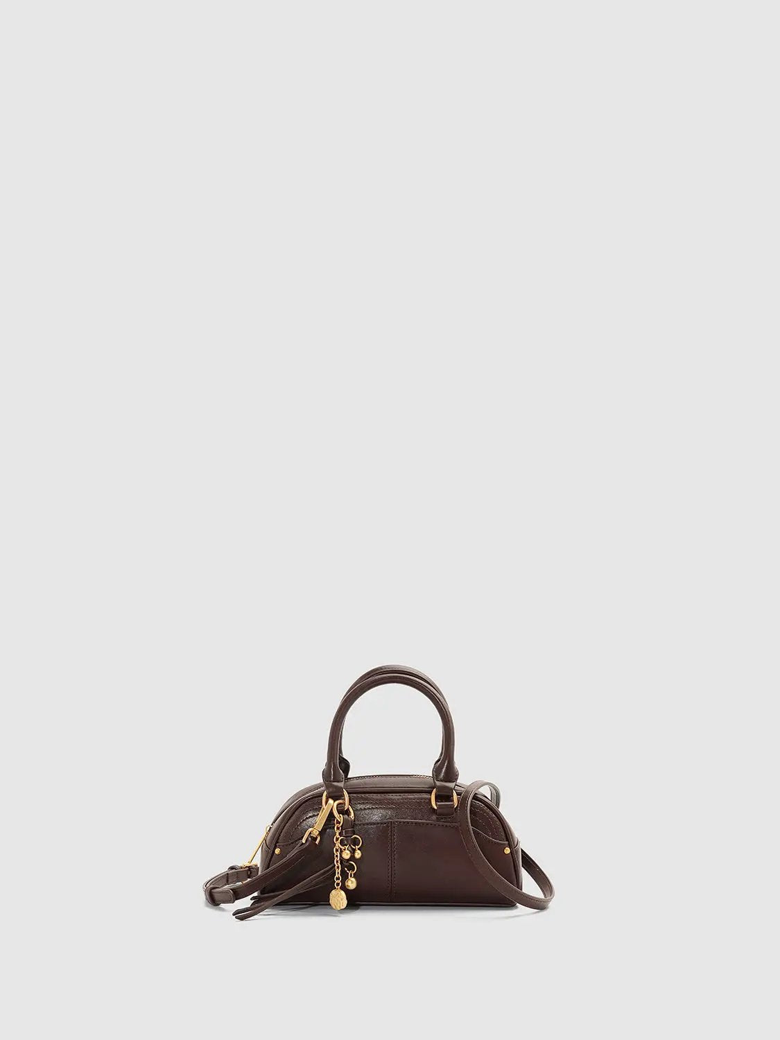 Brown Top Handle Crossbody Bag With Charm Detail