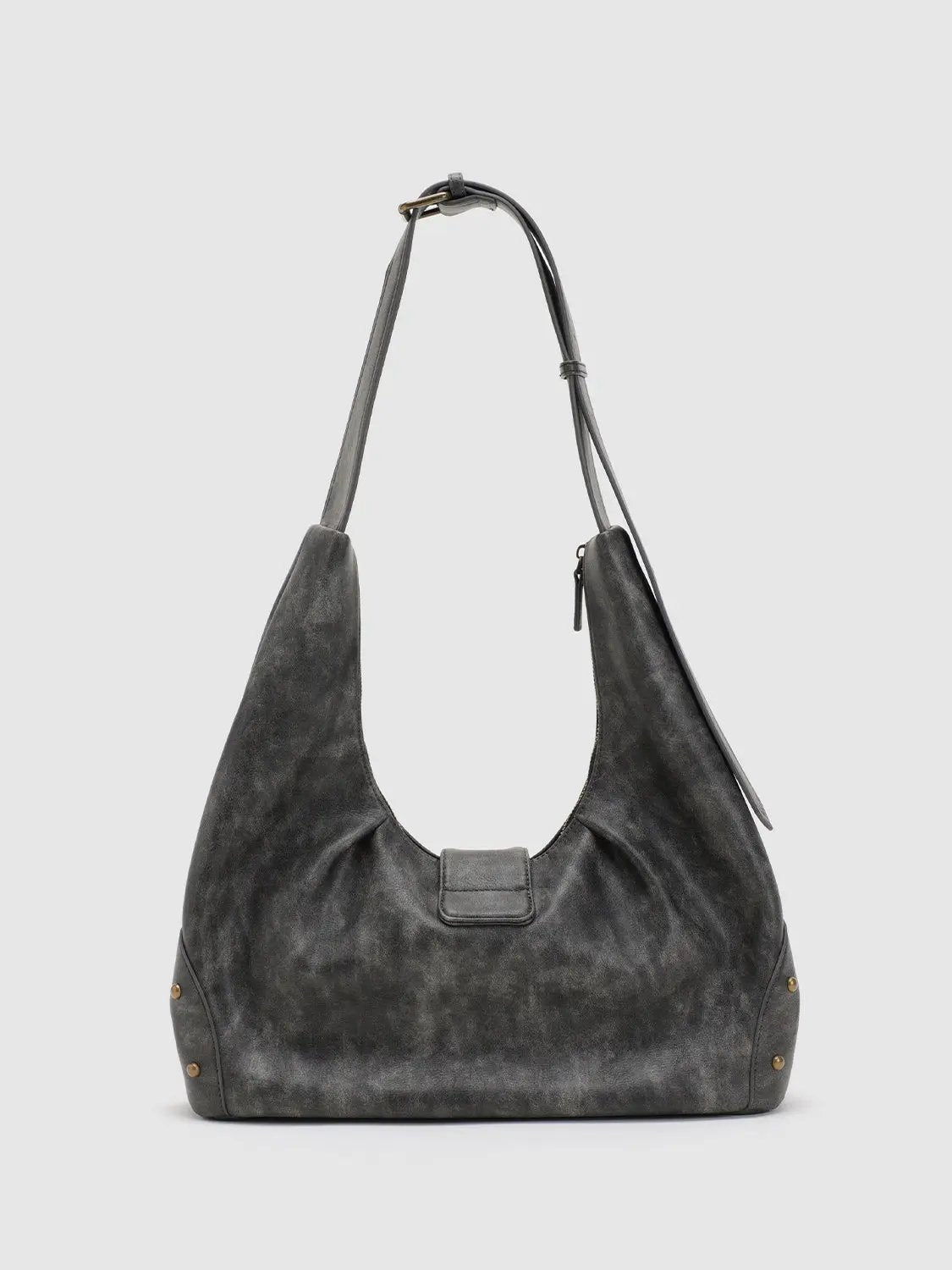 Crescent Shaped Buckle-front Shoulder Bag