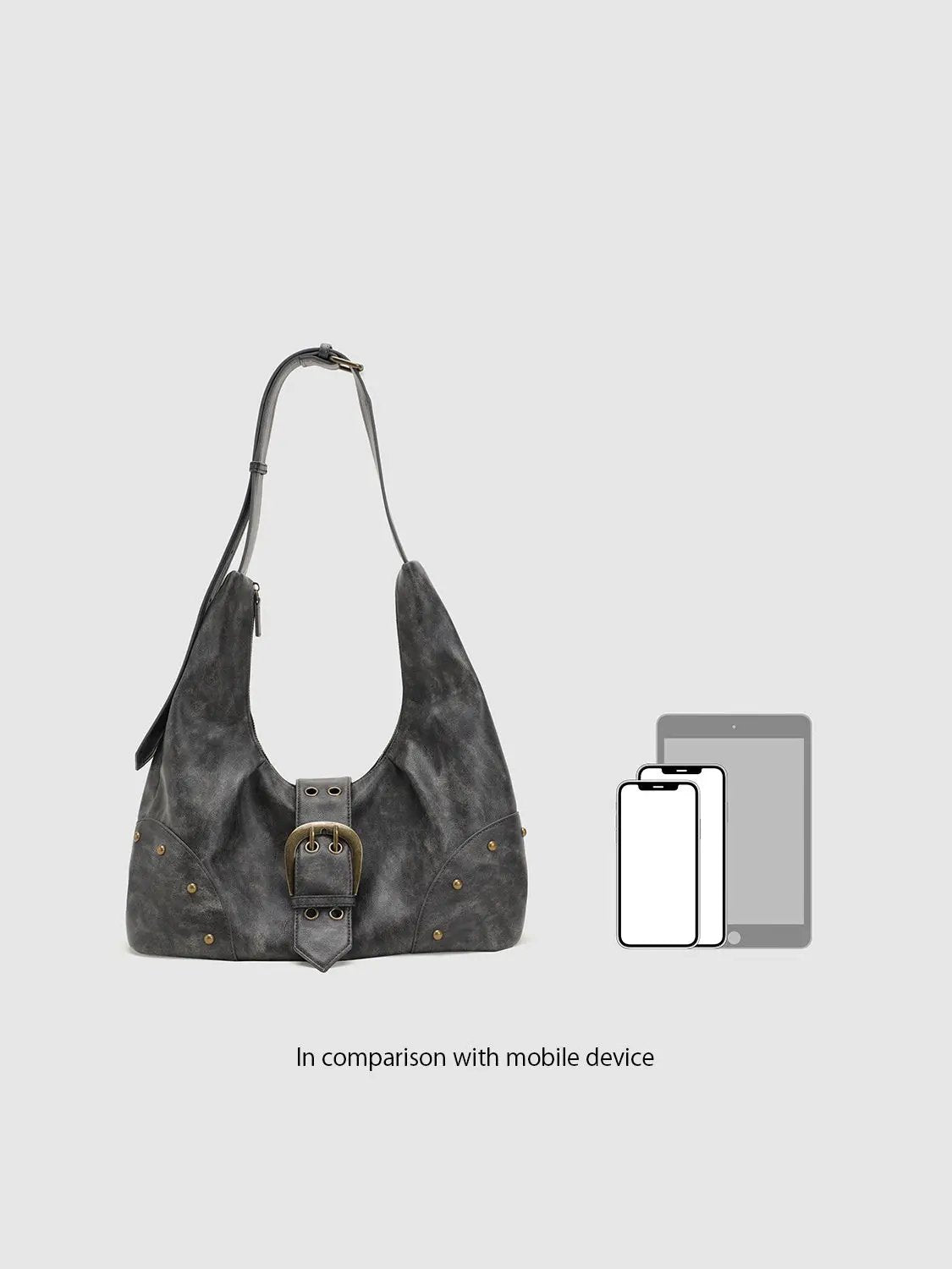 Crescent Shaped Buckle-front Shoulder Bag