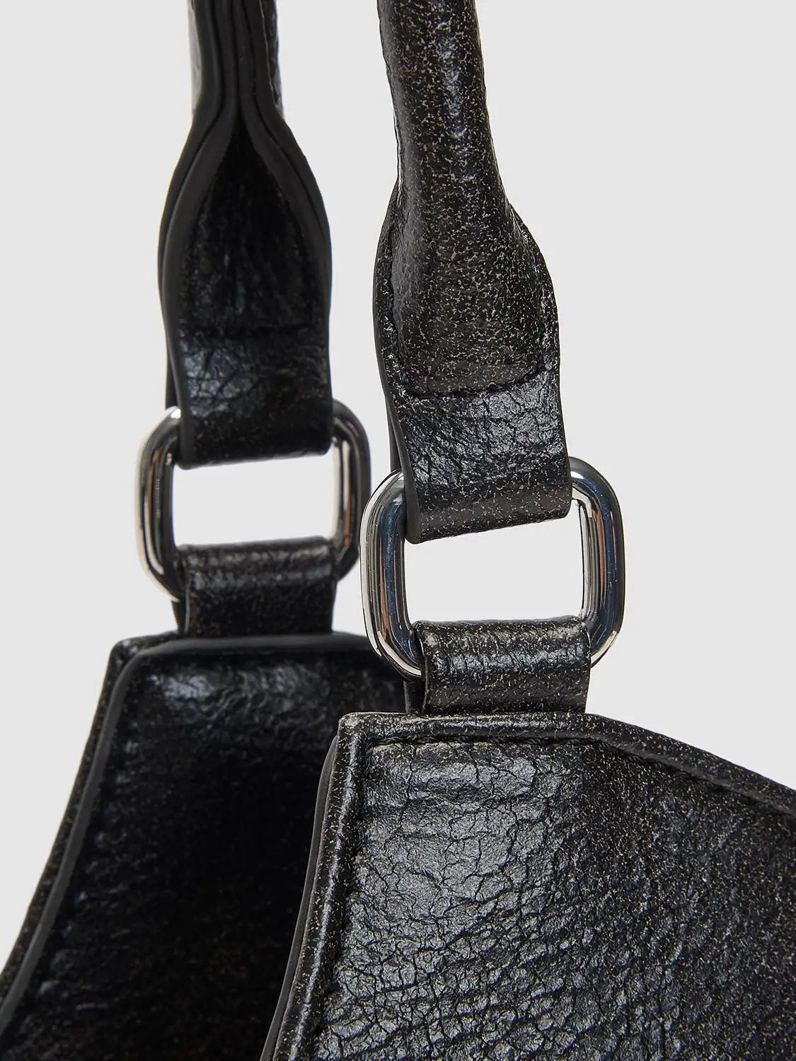 Textured Artificial Leather Buckle Shoulder Bag