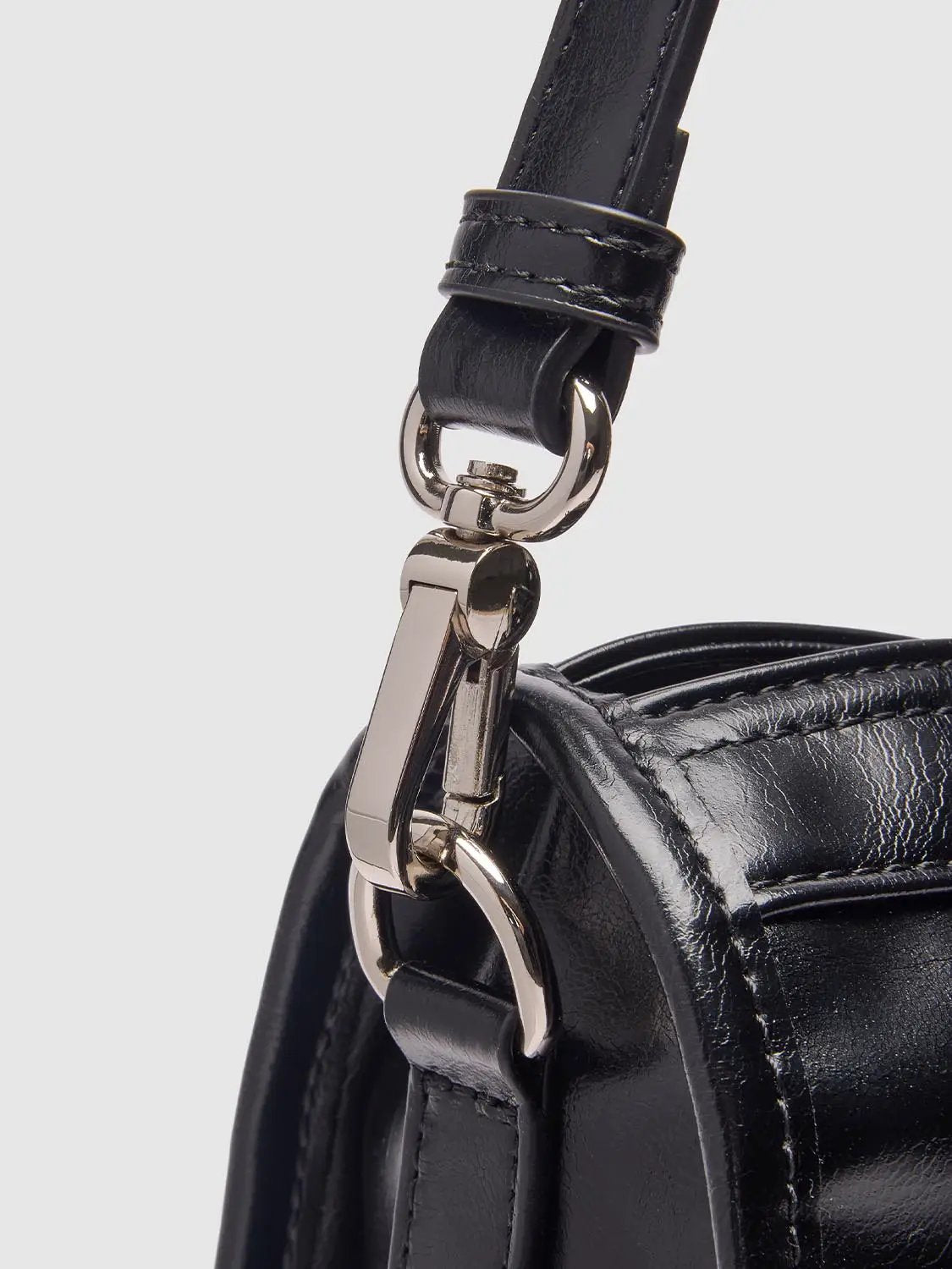 Glossy Black Crossbody Tote Front Zip Pocket Bag