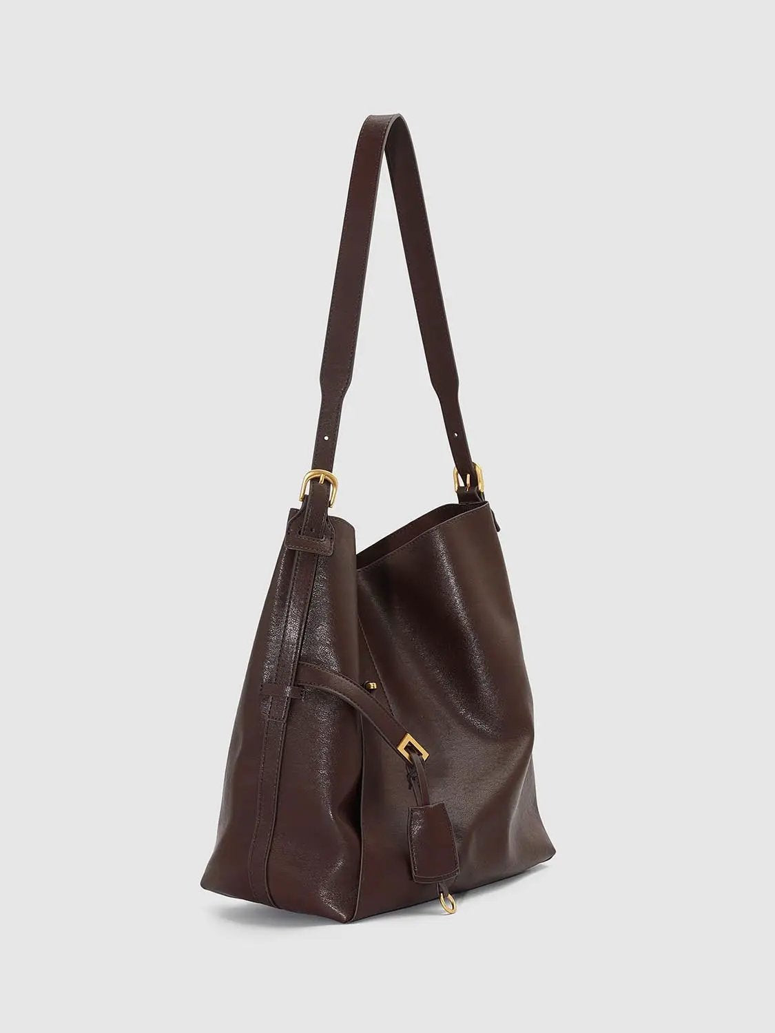 Slouchy Buckle Detail Long Shoulder Bag