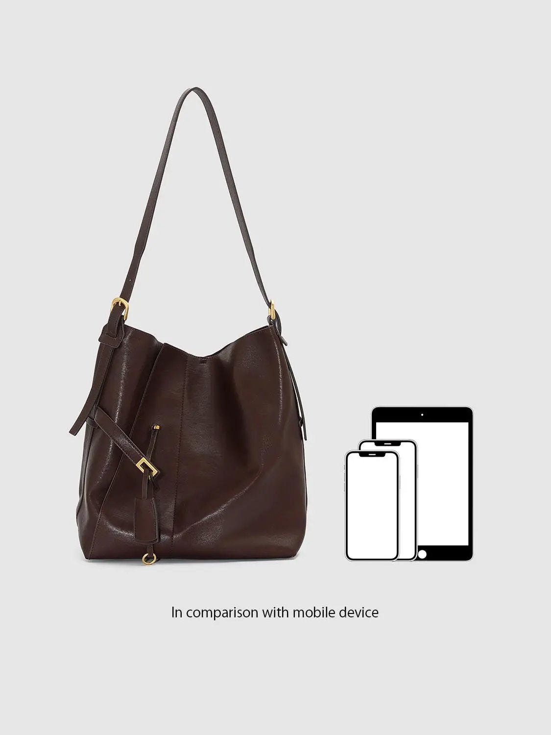 Slouchy Buckle Detail Long Shoulder Bag