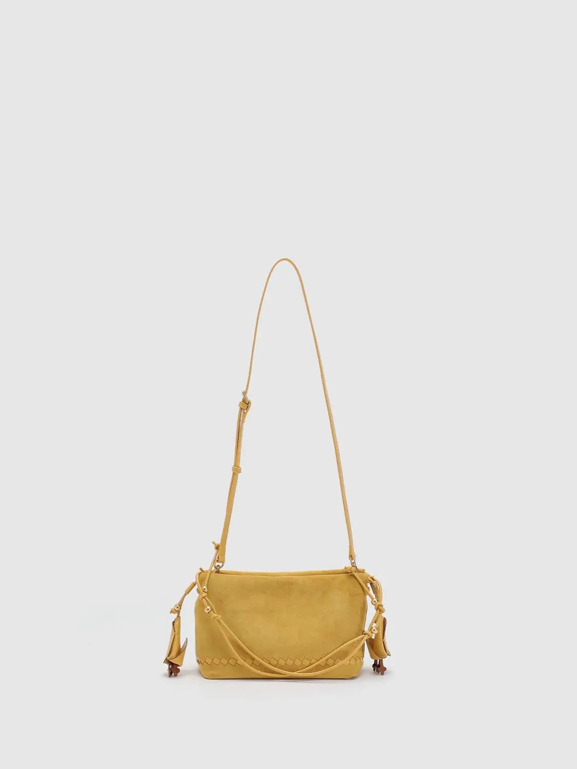 Textured Woven Front Drawstring Crossbody Bag