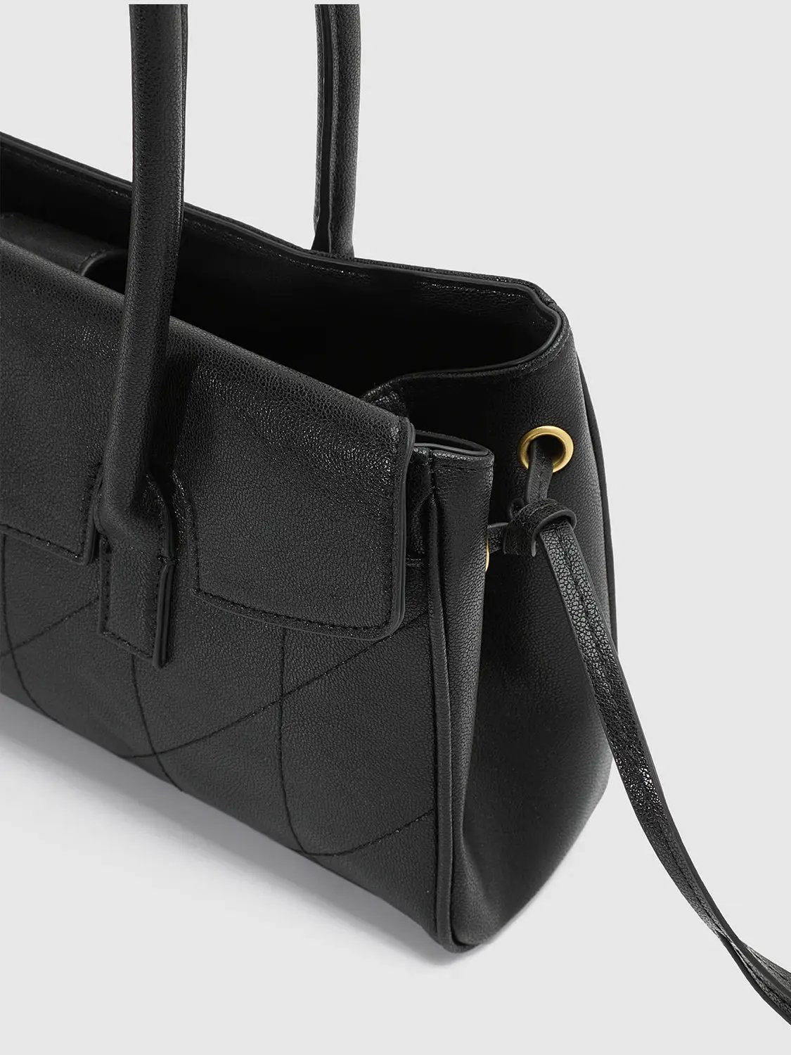 Artificial Leather Top Handle Flap Shoulder Bag