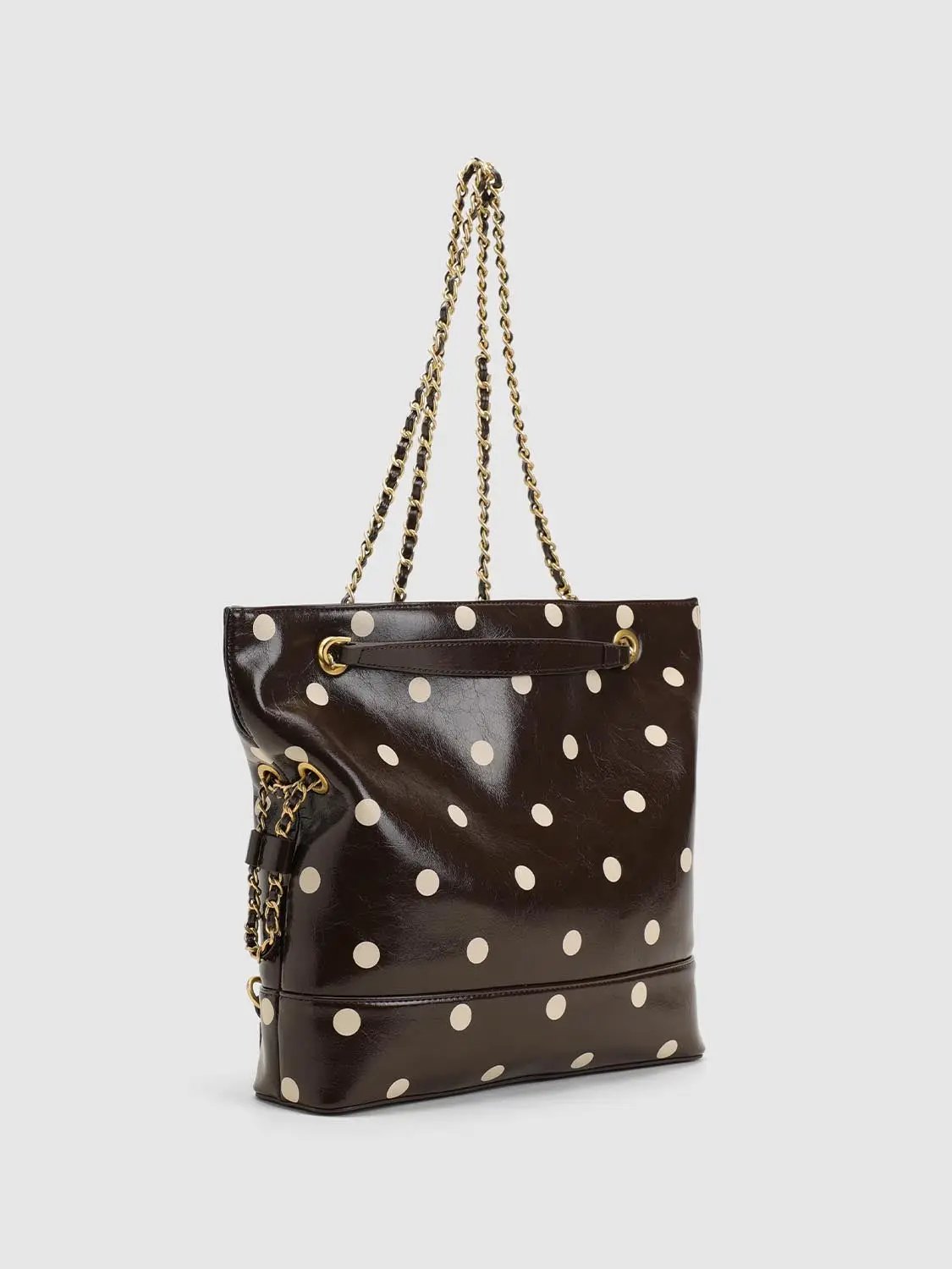 Polka Dot Artificial Leather Chain Tote Bag
