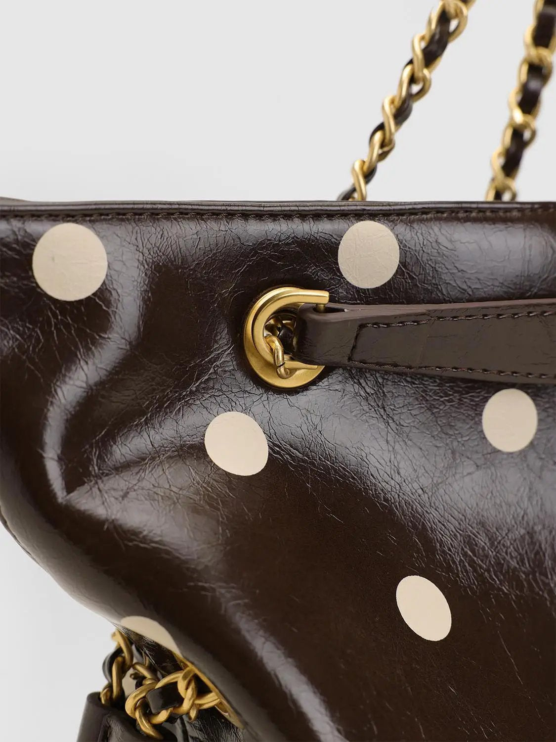Polka Dot Artificial Leather Chain Tote Bag