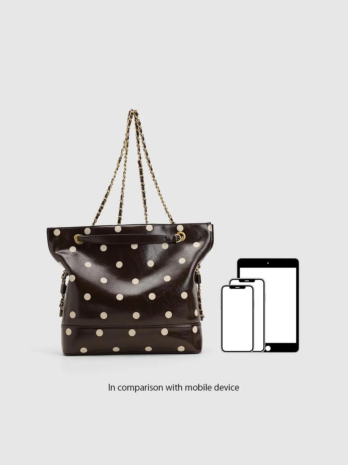 Polka Dot Artificial Leather Chain Tote Bag