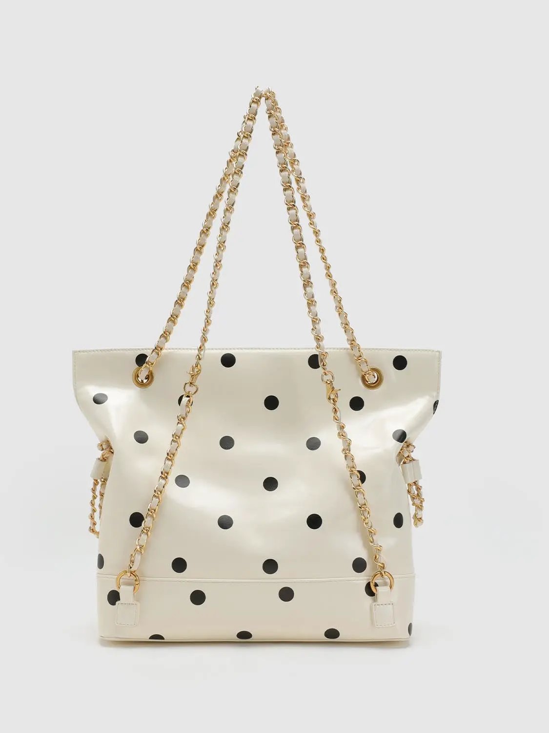 Polka Dot Artificial Leather Chain Tote Bag
