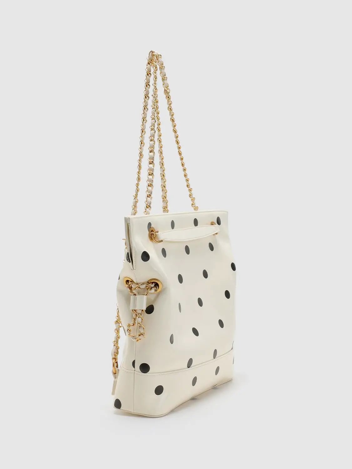 Polka Dot Artificial Leather Chain Tote Bag