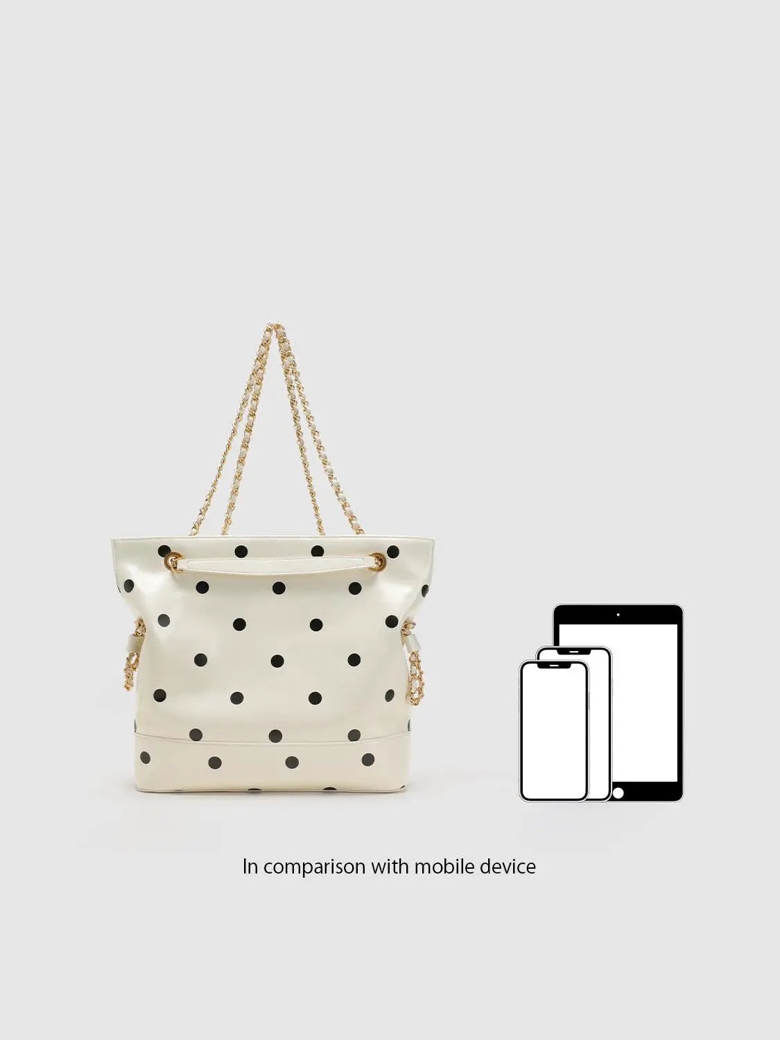 Polka Dot Artificial Leather Chain Tote Bag