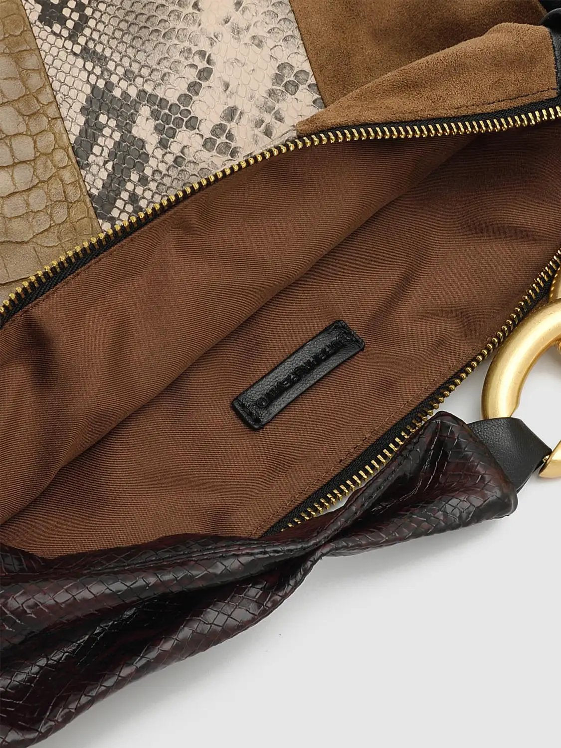 Patchwork Artificial Leather Shoulder Bag