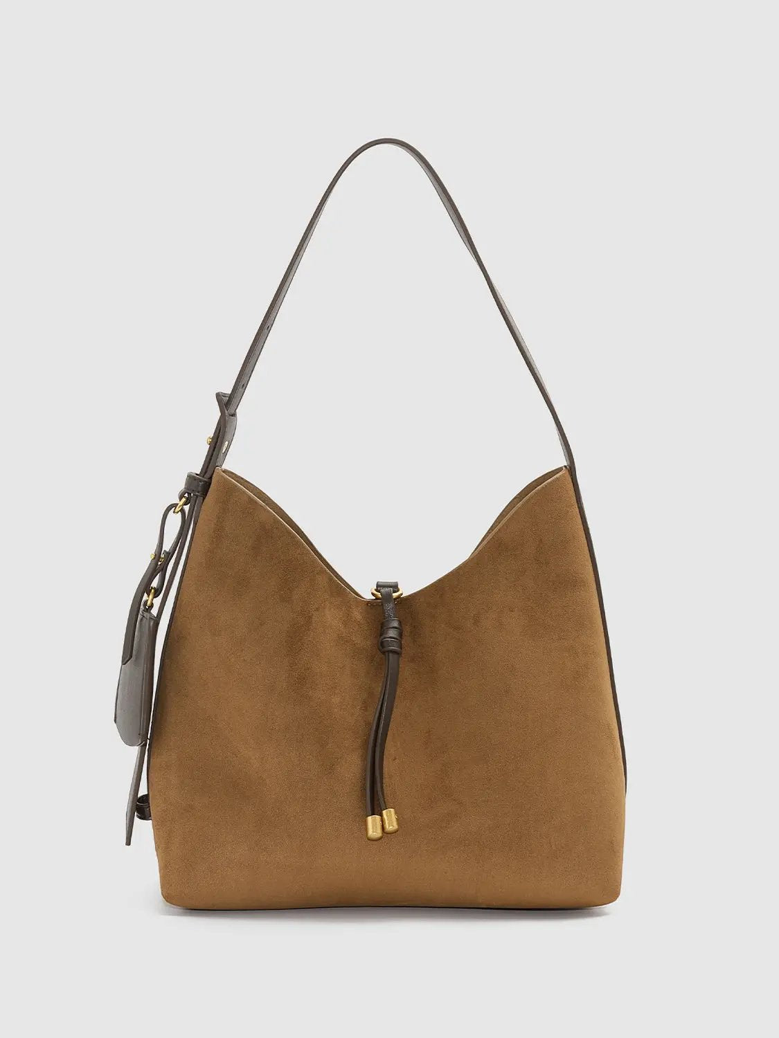 Medium Thickness Drawstring Textured Shoulder Bag With Long Strap