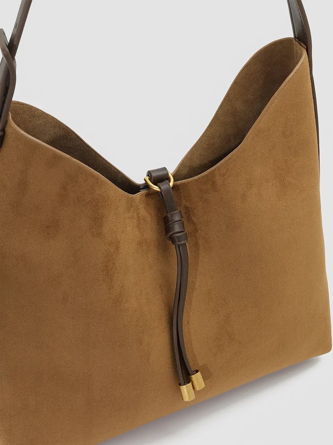 Medium Thickness Drawstring Textured Shoulder Bag With Long Strap