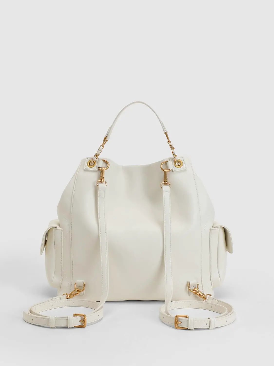 Quilted Drawstring Faux Leather Crossbody Bag