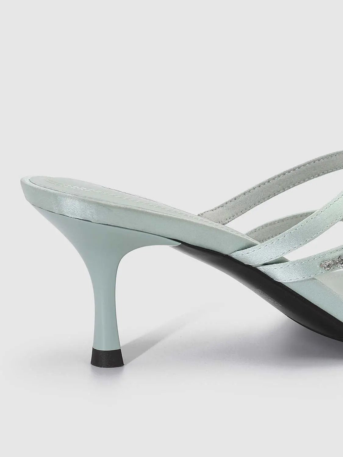 Thin Strap Square Toe Slip On Heeled Slippers