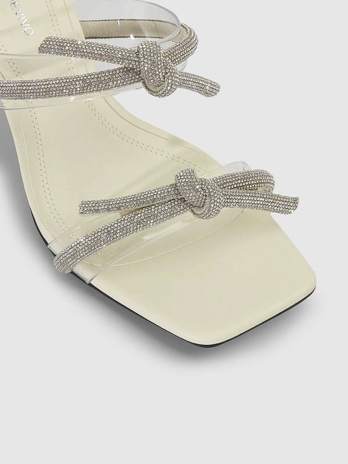 Crystal Embellished Strapped Block Heel Sandals