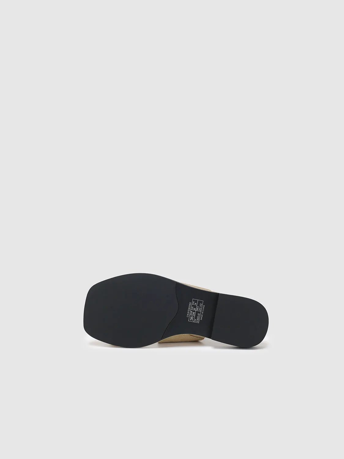 Square Toe Two-Tone Suede Metal Detail Slip On Flat Sandals