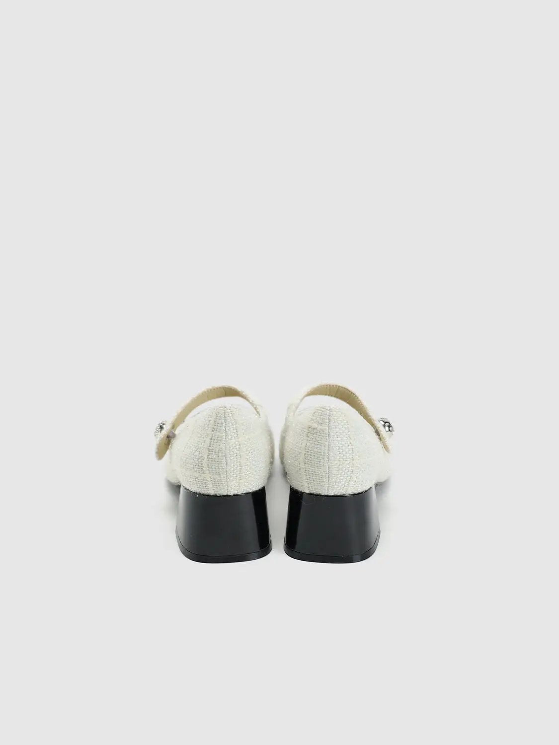 Textile Upper Patent Toe Cap Heeled Mary Jane Pumps