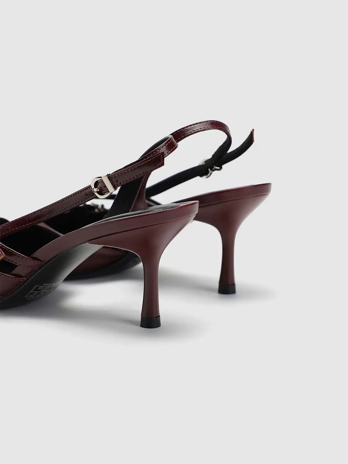 Patent Pointed Toe Buckle Strap Slingback Kitten Heels