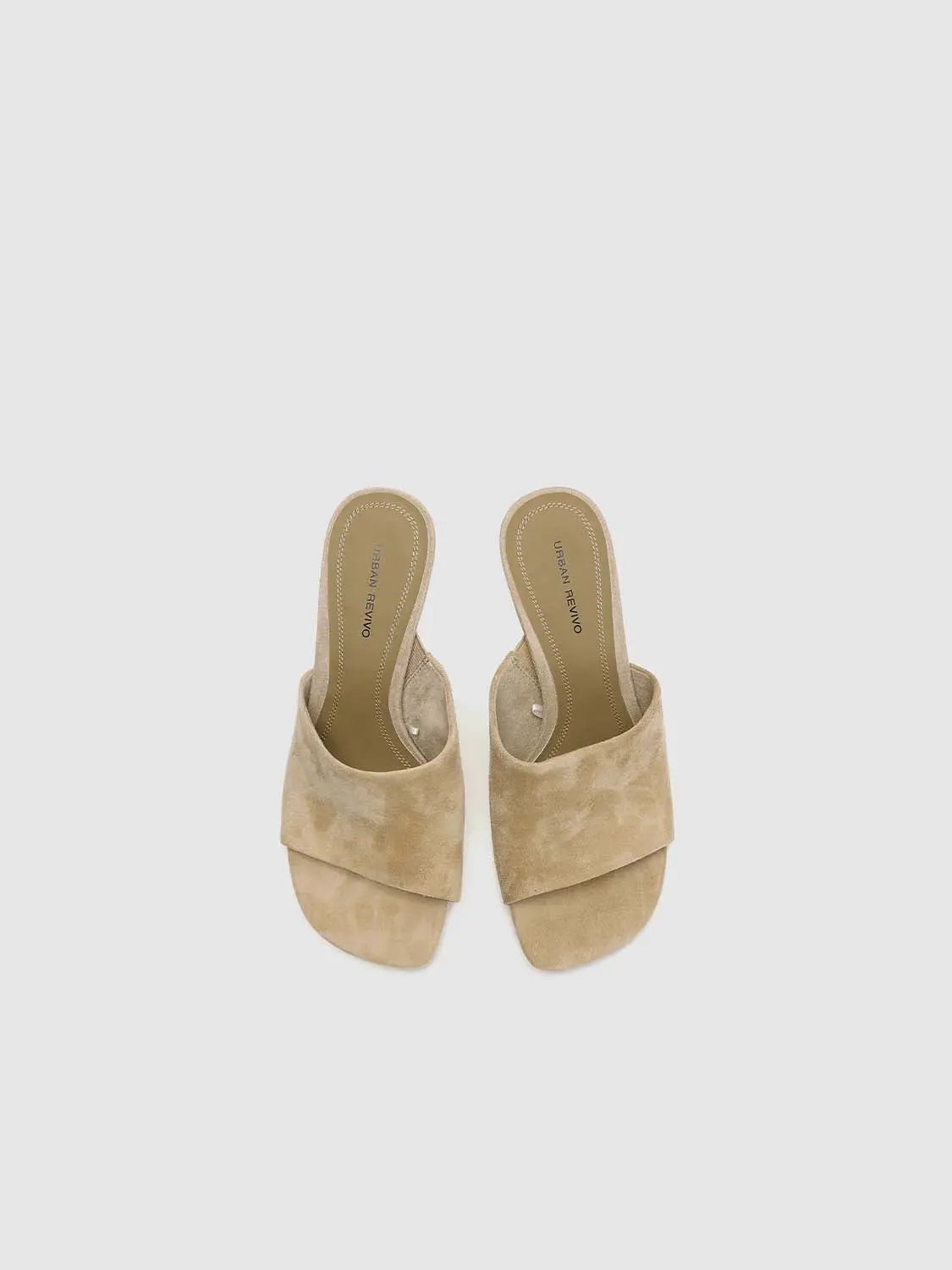 Suede Open Toe Thin Heel Slip On Mule Sandals