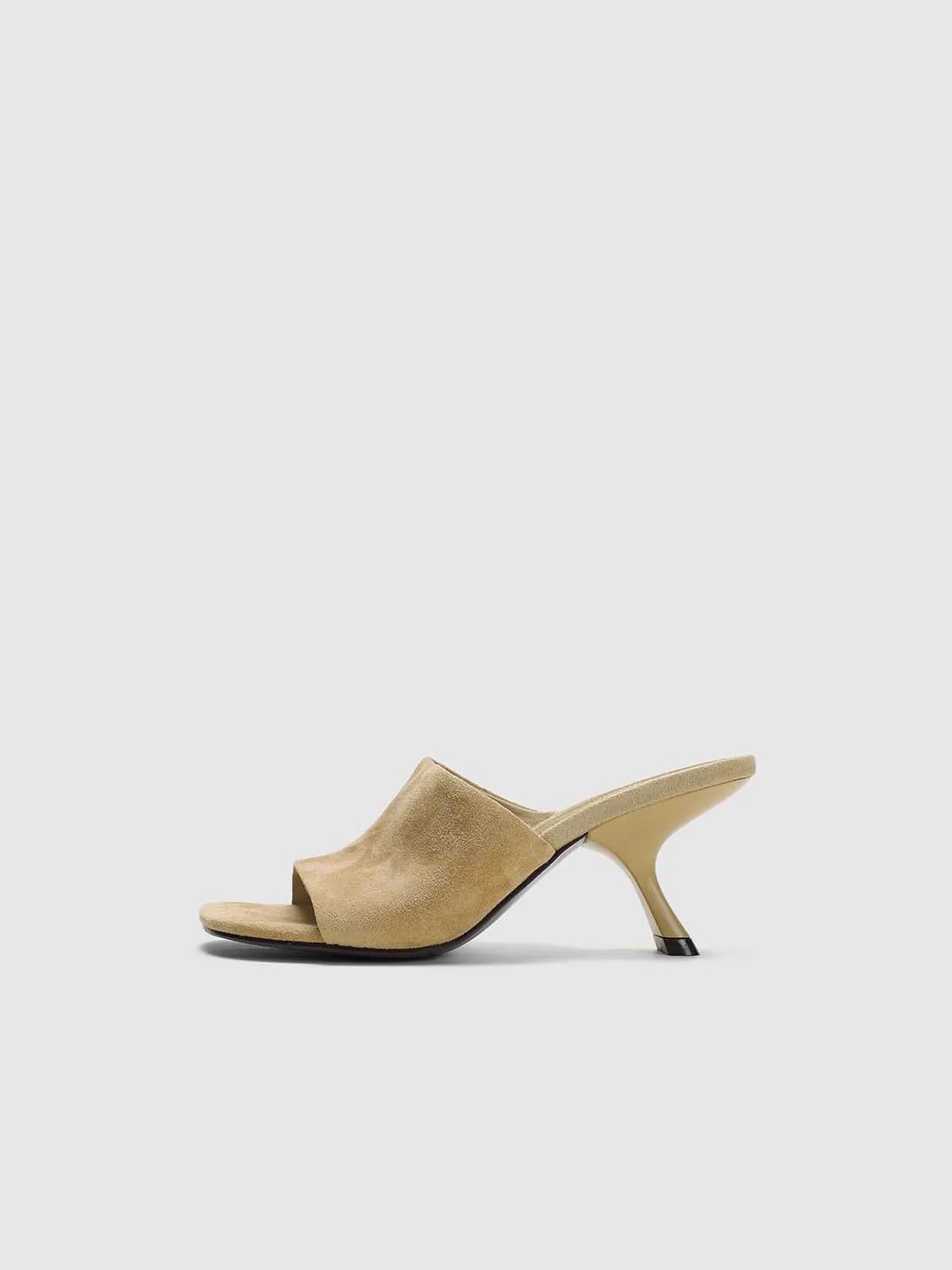 Suede Open Toe Thin Heel Slip On Mule Sandals