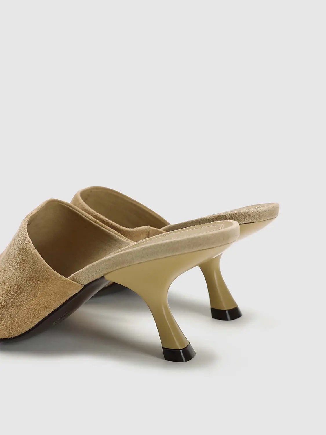 Suede Open Toe Thin Heel Slip On Mule Sandals