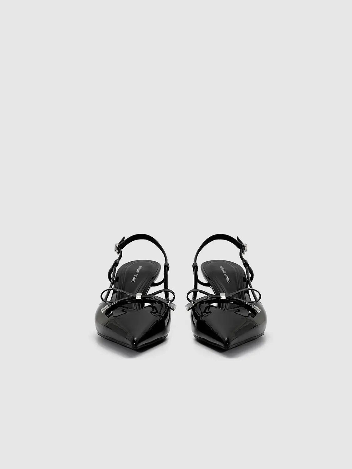 Pointed Toe Slingback Heels With Ankle Strap And Bow