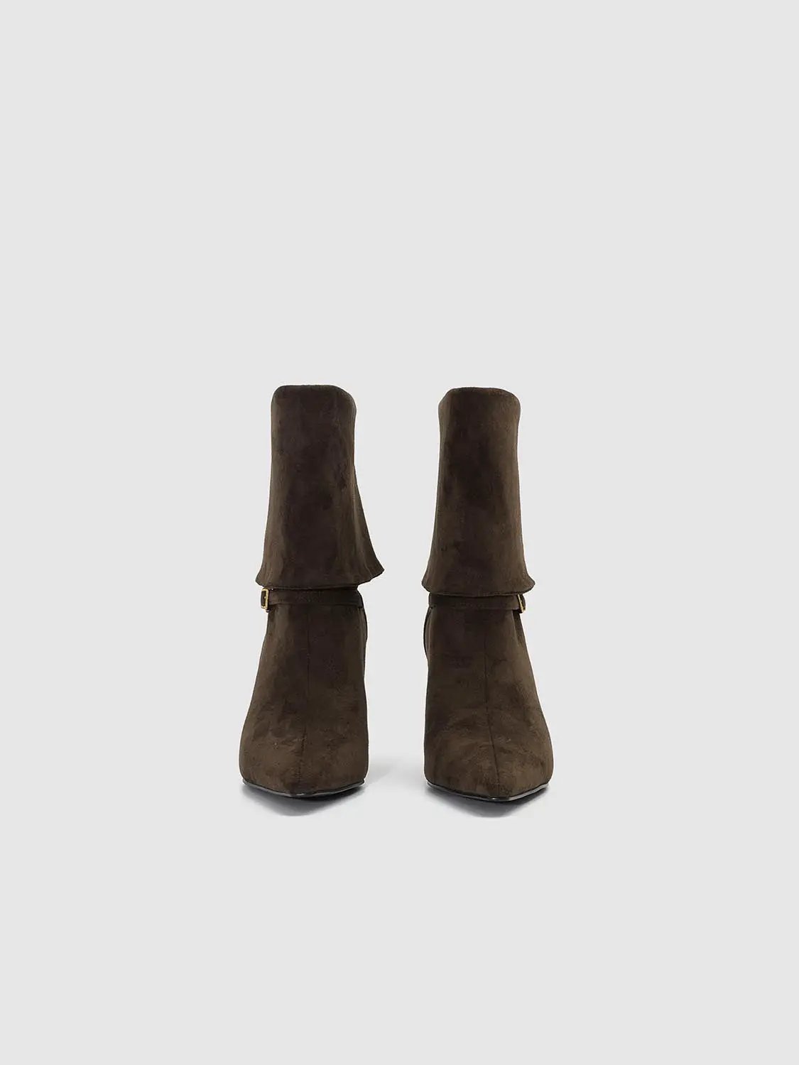 Pointed Toe Fold Over Cuff Buckle High Heel Boots