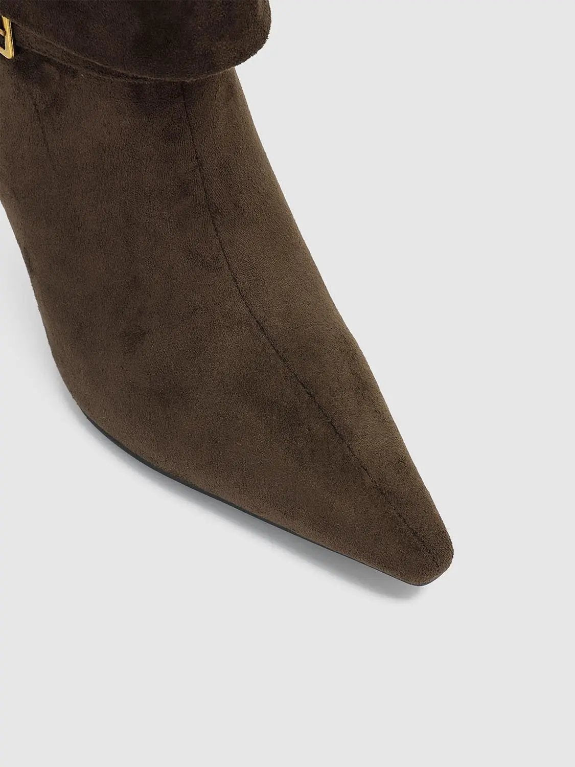 Pointed Toe Fold Over Cuff Buckle High Heel Boots