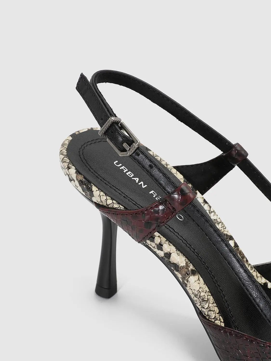 Pointed Toe Patchwork Slingback Medium Heels