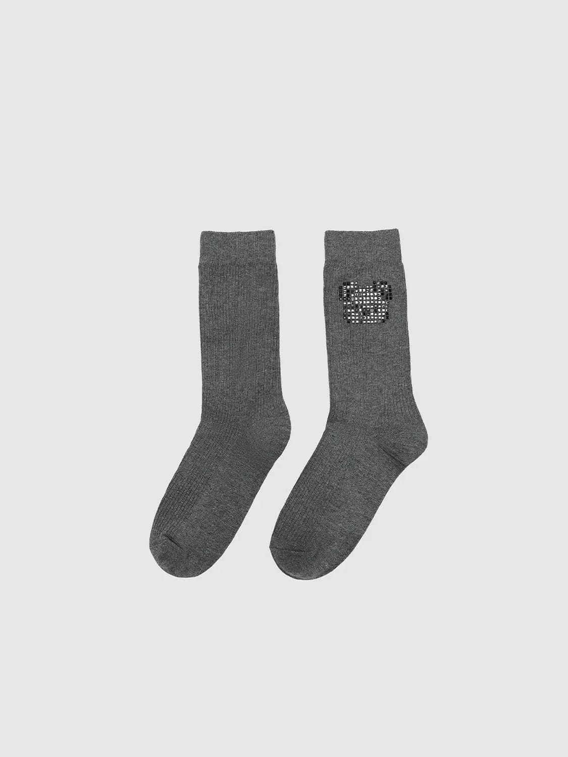 Sequin Square Accent Cotton Polyester Elastane Blend Socks