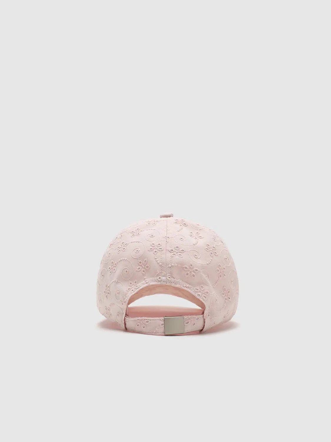 Soft Cream Embroidered Floral Cotton Caps
