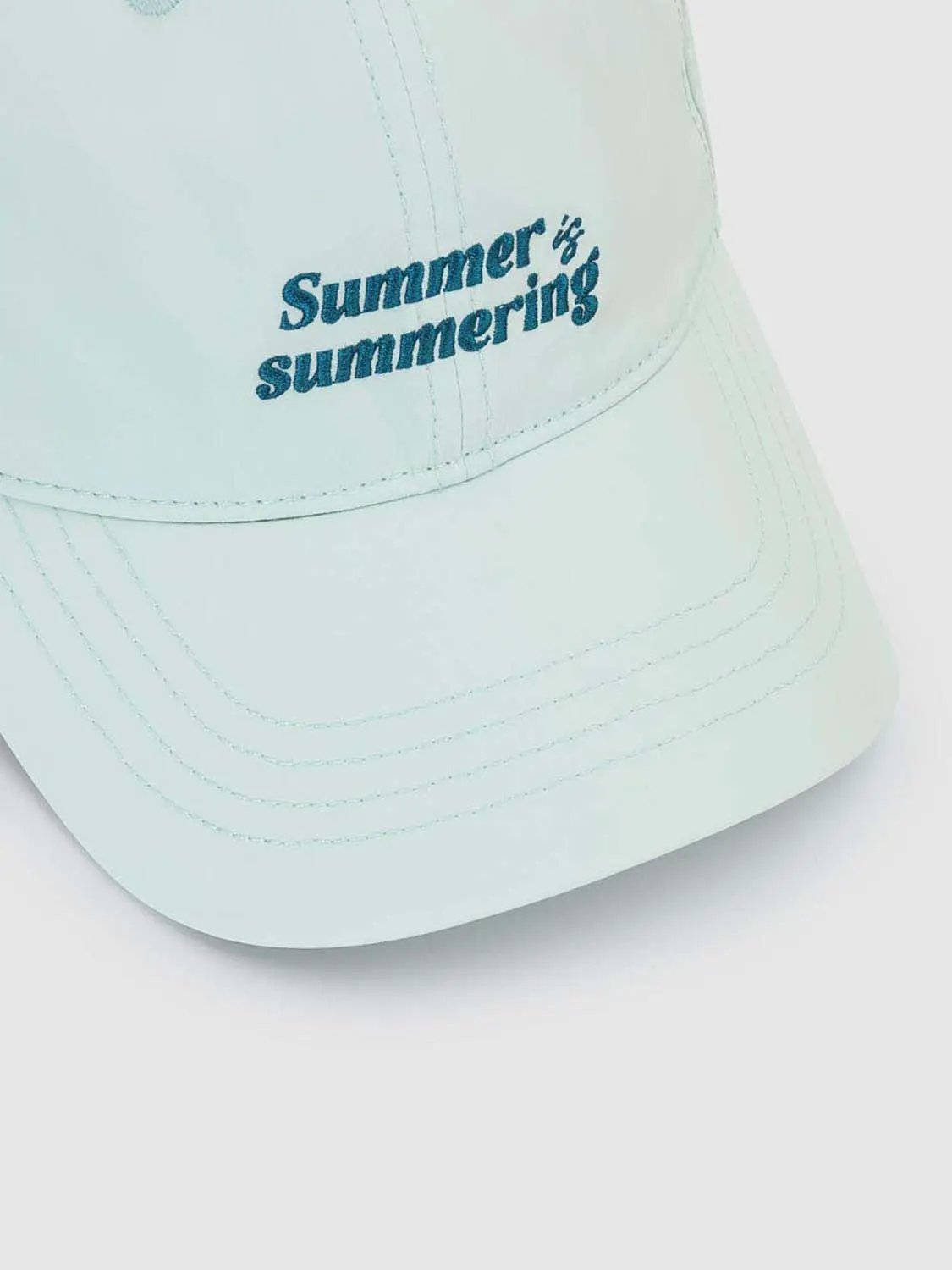 Pastel Pink Embroidered With Summer Text Cap