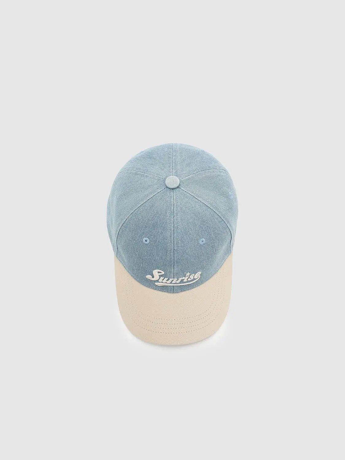 Washed Light Blue Two-tone Embroidered Baseball Cap
