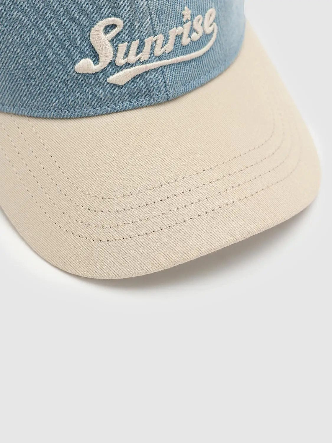 Washed Light Blue Two-tone Embroidered Baseball Cap