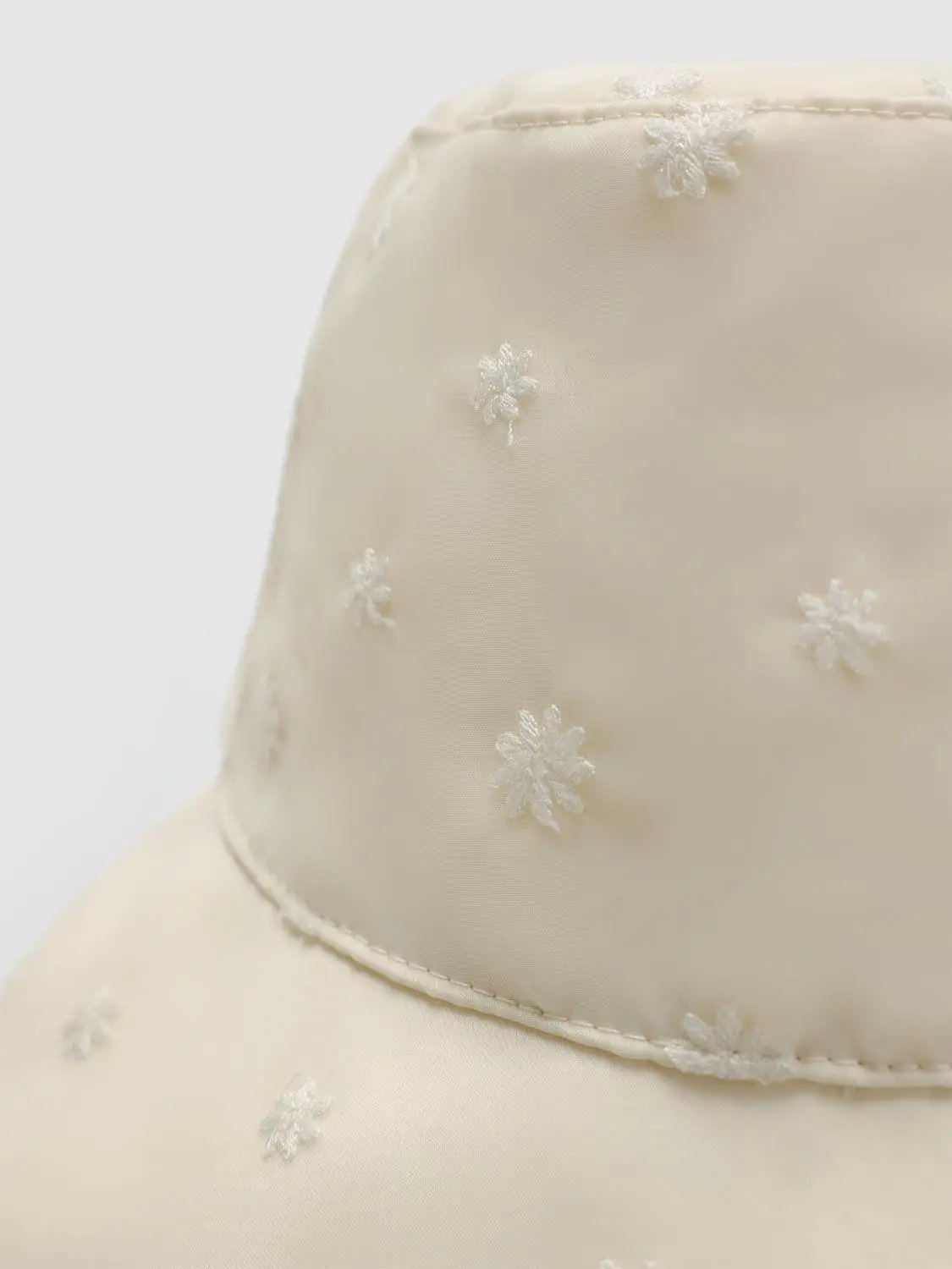 Floral Embroidered Drawstring Bucket Hat